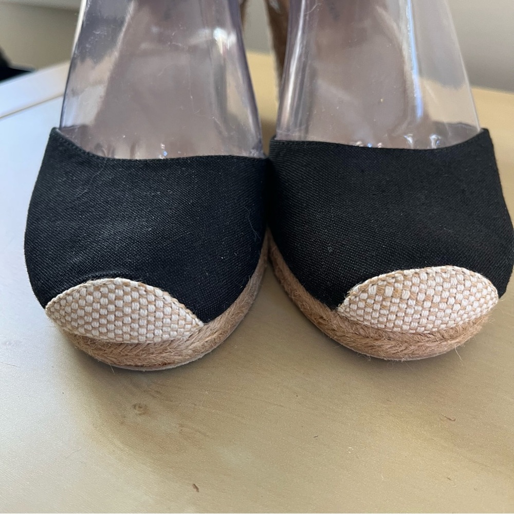 White Mountain Wedge Espadrille Ankle-Strap Sandals - Black/Tan - Picture 8 of 10